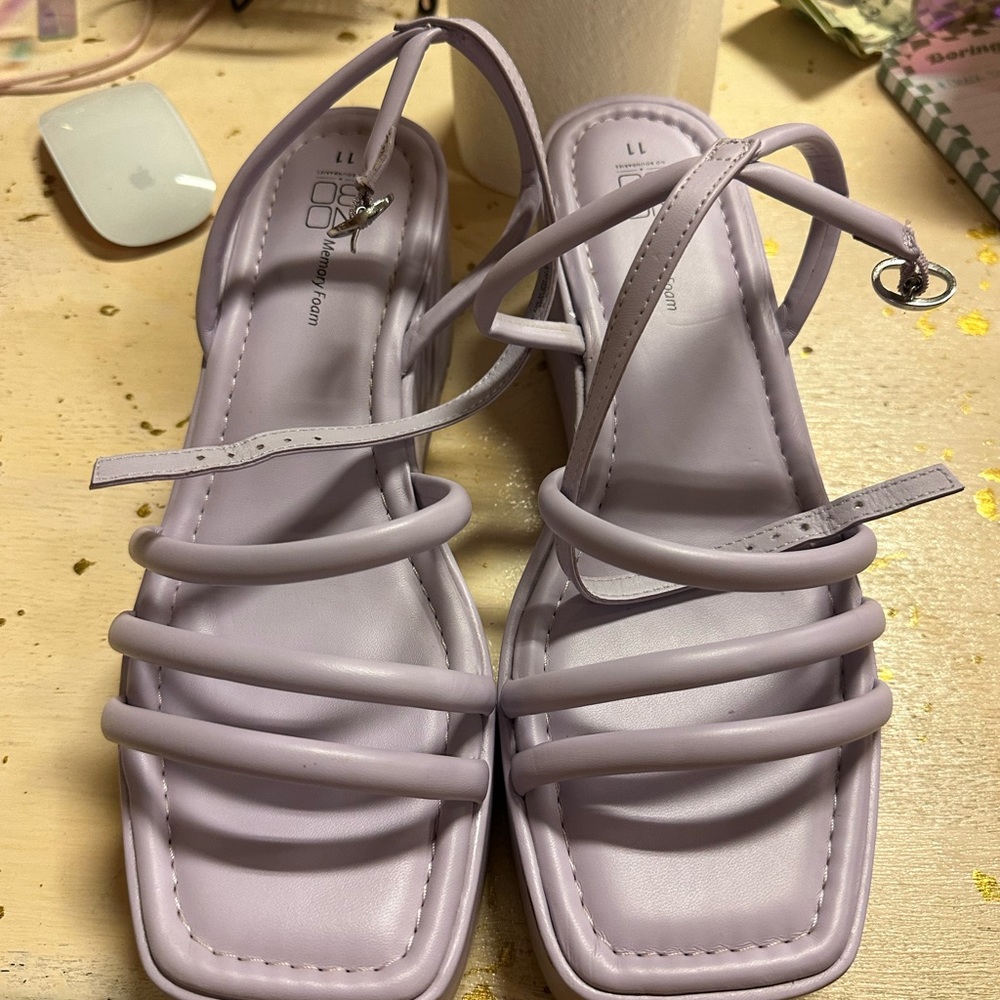 Lavender strappy wedges